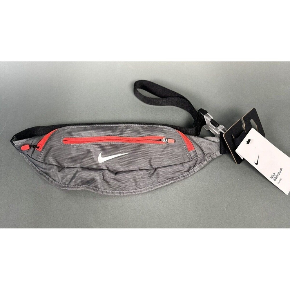 Nike Running Adjustable Slim Lightweight Waistpack Unisex Graphite Grey Red NWT